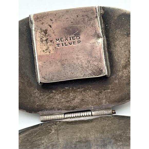 Navajo Mexico Sterling Silver Green Cabochon Domed Safety Chain Bracelet 125 gm - Picture 7 of 8